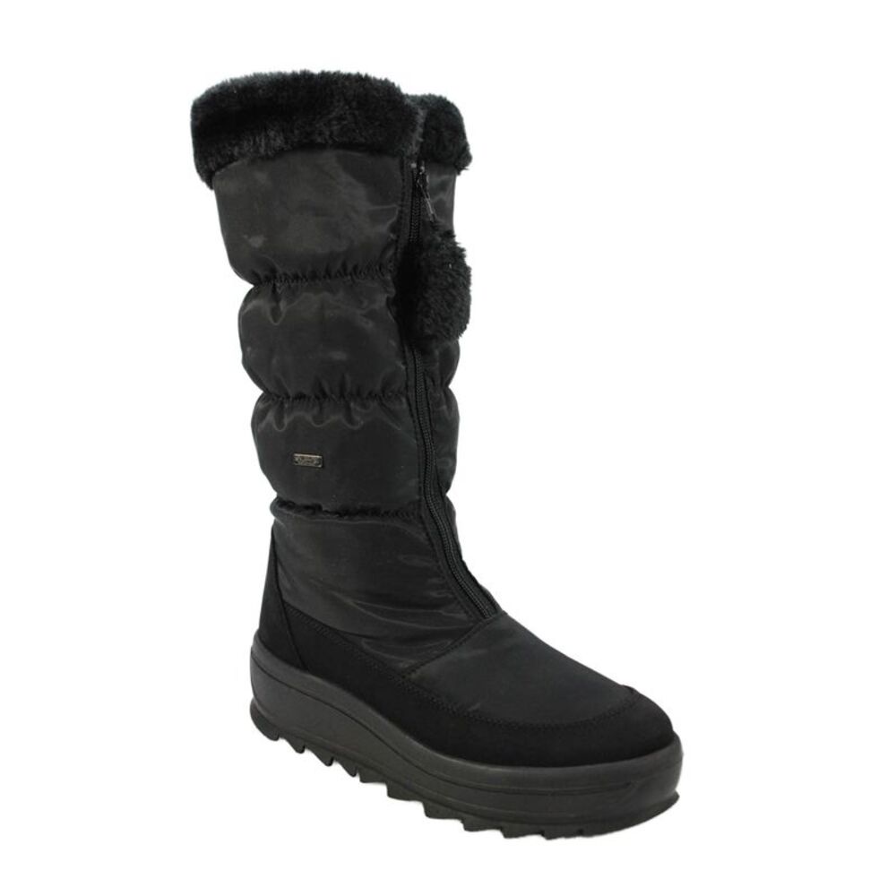 Pajar Womens Front Zip Wedge Heel Platform Nylon Knee High Boots Black Size 10
